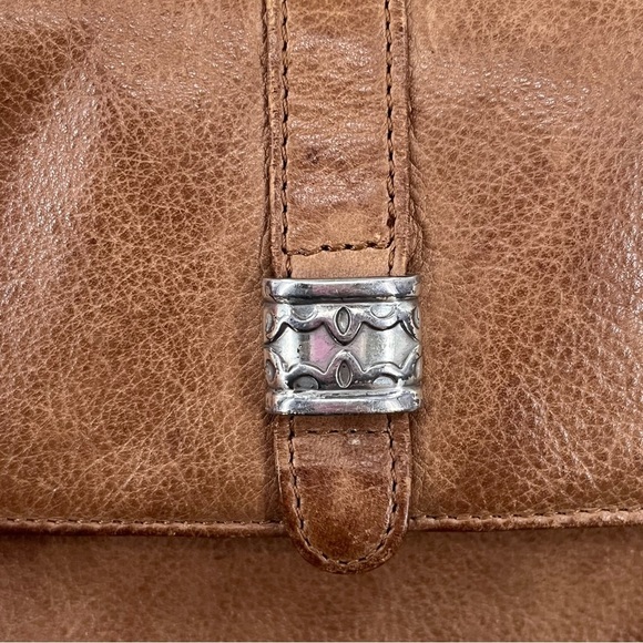 Fossil Crossbody Vintage Leather tan brown 0650 pebble silver flap zipper - Picture 4 of 13